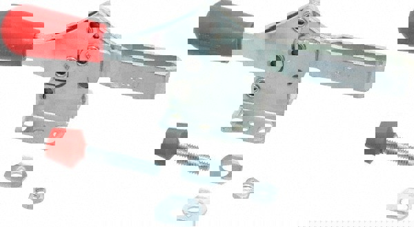 Manual Hold-Down Toggle Clamp: Horizontal, 200 lb Capacity, U-Bar, Flanged Base